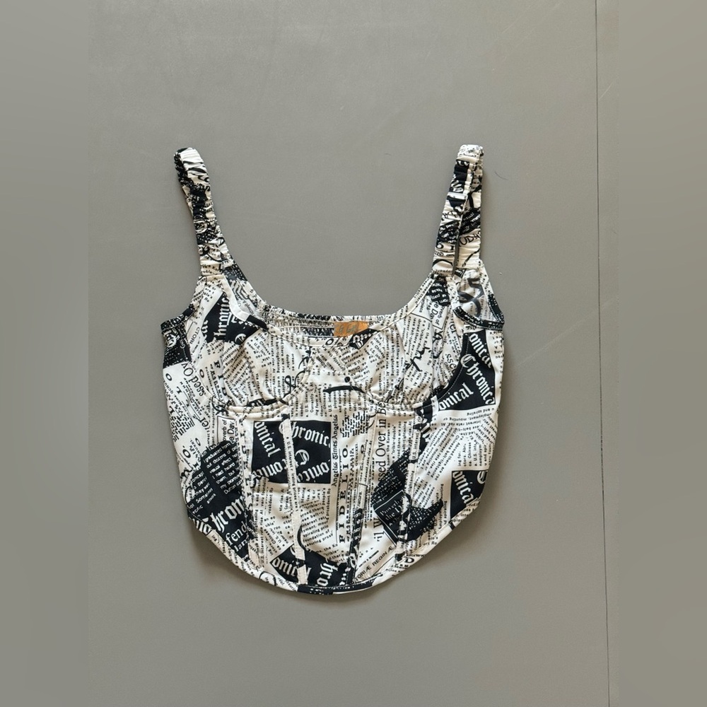 VRG GIRL Newspaper Print Bustier
